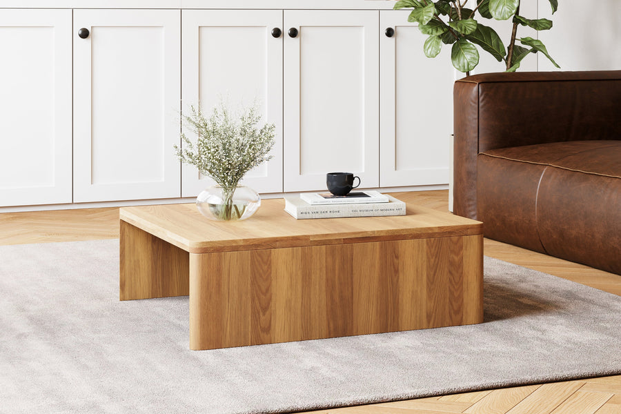 Valencia Madeline Solid Oak Square Coffee Table, Natural Color