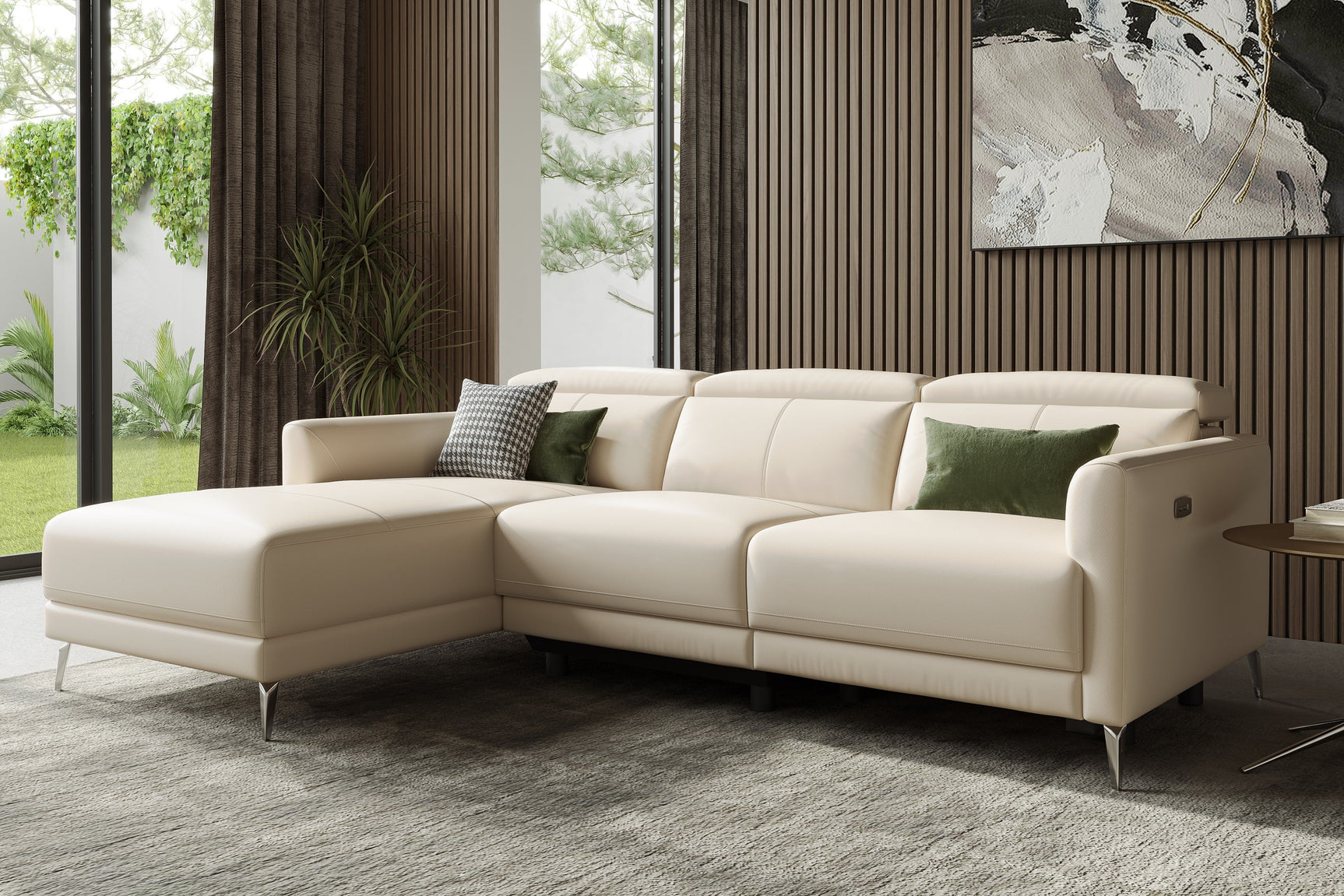Andria Leather Reclining Sectional Lounge
