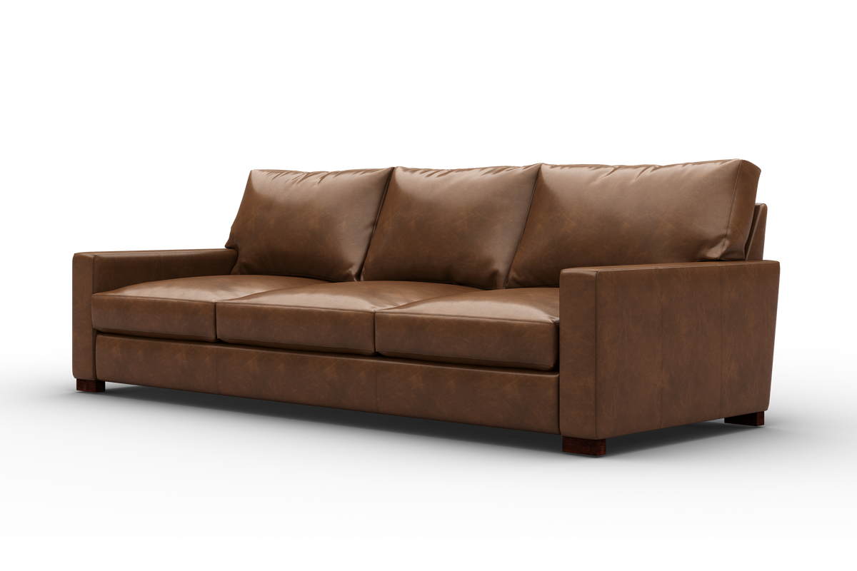 Valencia Luton Leather Sofa, Three Seats, Lipari Choco