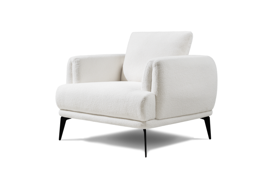 Valencia Melissa Boucle Fabric Accent Chair, White Color