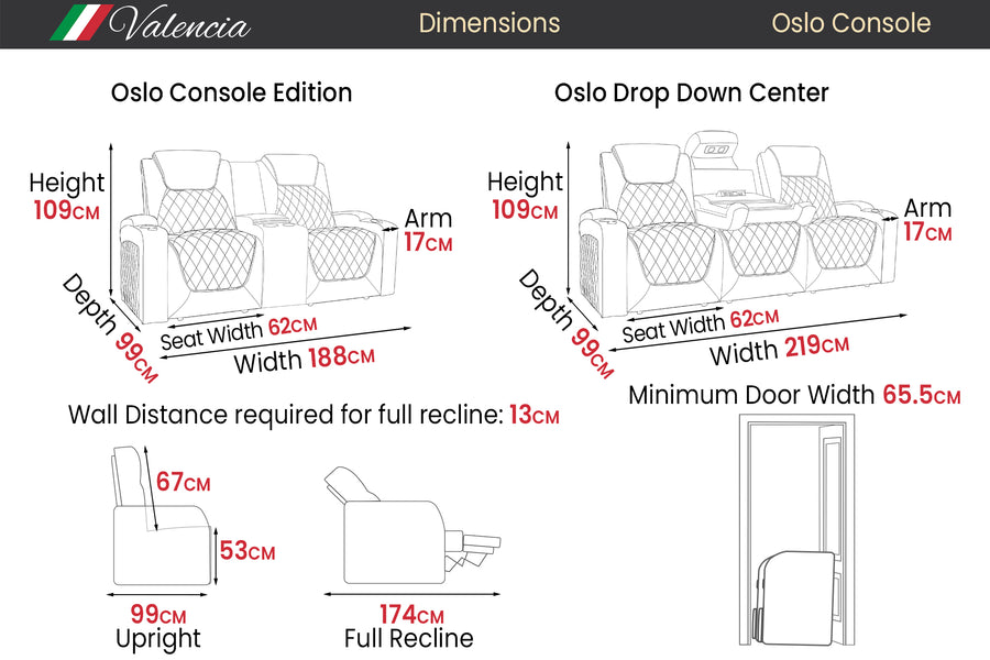 Valencia Oslo Console Edition Home Theatre Lounge Seating